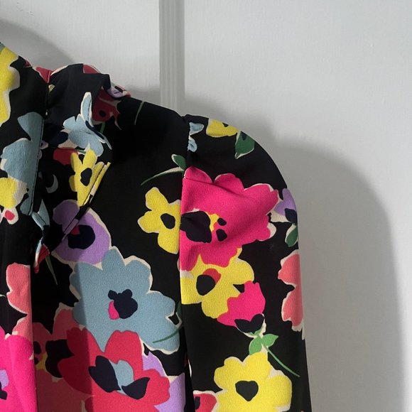 Kate Spade Floral Blouse - Black, Pink, Yellow, Blue - Picture 6 of 8